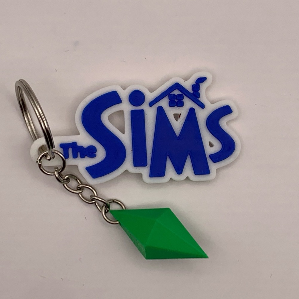 The Sims Keychain with Green Plumbob